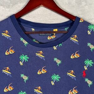 Ralph Lauren Shirt Mens 3XB 3XL Big Blue Short Sleeve Crewneck Pineapple Beach*